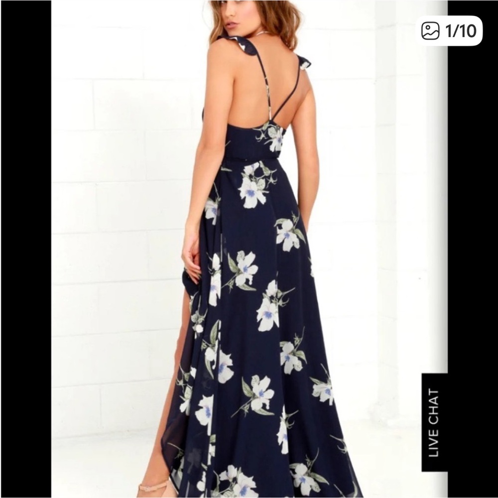 Lulus Navy Floral Backless Dress - Picture 2 of 8